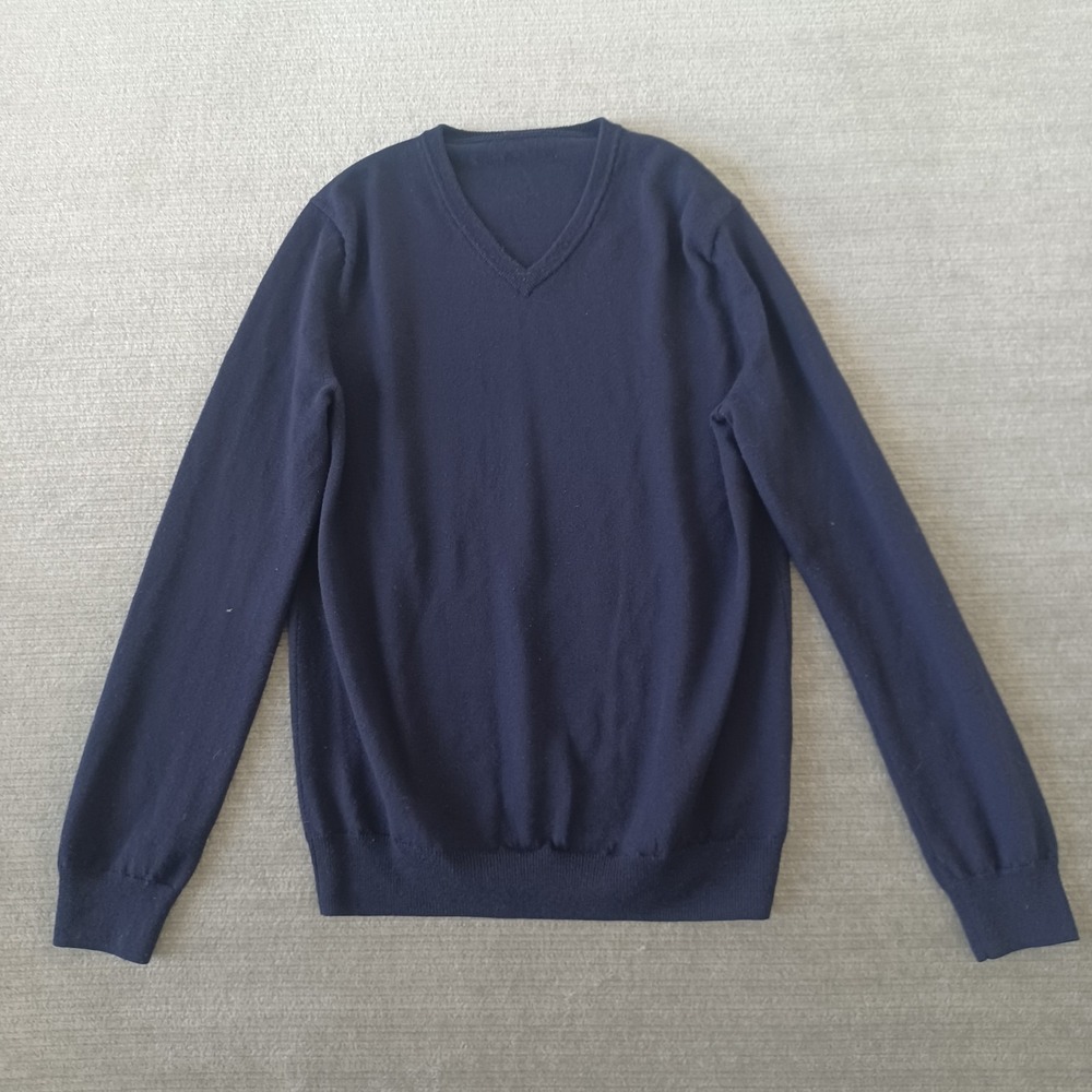 J.Crew Merino Wool Sweater Mens M Blue V-Neck Stretch Casual Lightweight